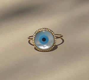 Mother of Pearl Protective Evil Eye Ring