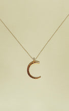 Load image into Gallery viewer, Gold Hammered Crescent Moon Pendant Necklace
