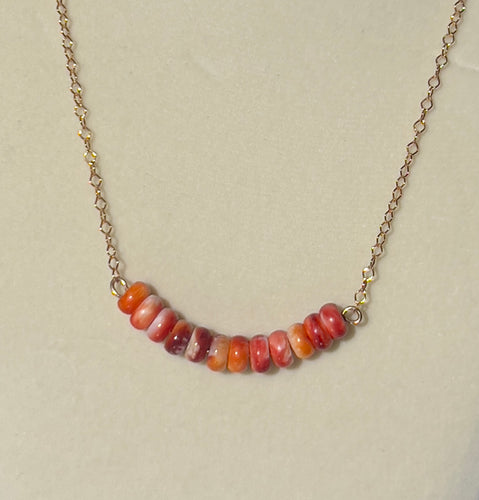 Royal Orange Spiny Oyster Rondelle Bead Bar Necklace