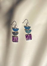 Load image into Gallery viewer, Semi-Circle with Amethyst Drop Earrings