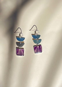 Semi-Circle with Amethyst Drop Earrings