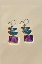 Load image into Gallery viewer, Semi-Circle with Amethyst Drop Earrings