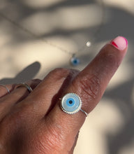 Load image into Gallery viewer, Mother of Pearl Protective Evil Eye Ring