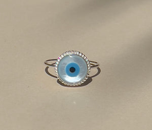 Mother of Pearl Protective Evil Eye Ring