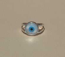 Load image into Gallery viewer, Mother of Pearl Protective Evil Eye Ring