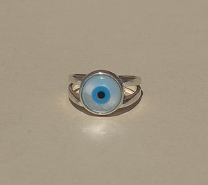 Mother of Pearl Protective Evil Eye Ring